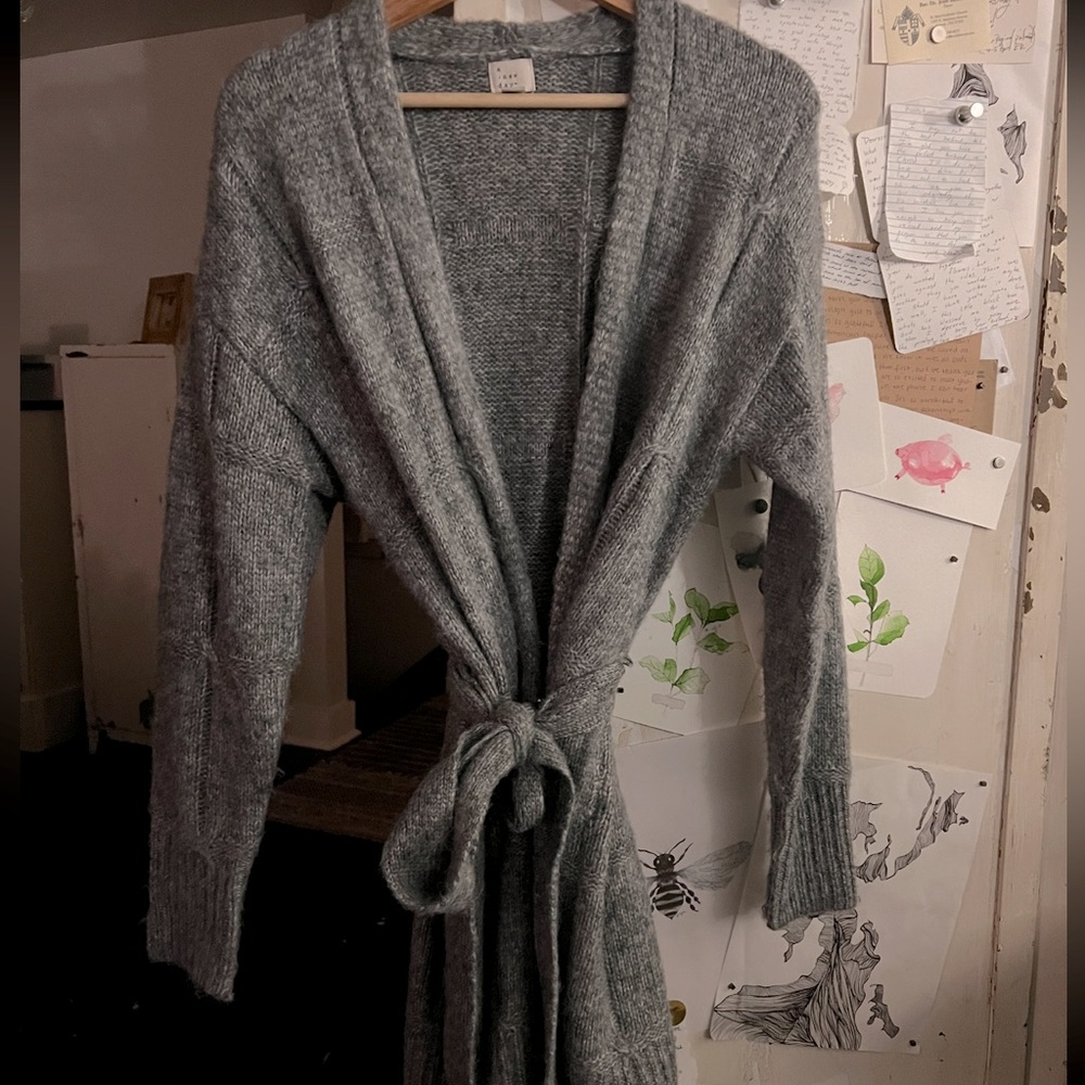 Tie waist oversized wool blend cardigan small
